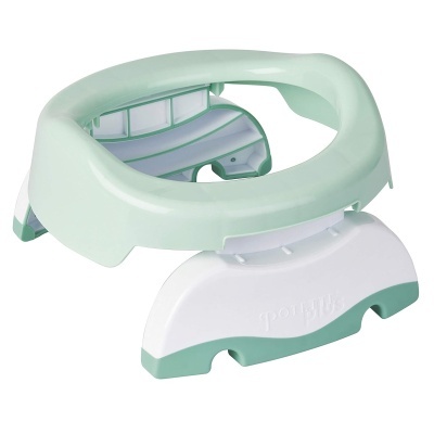 Assento infantil verde menta e branco para sanita com base antiderrapante