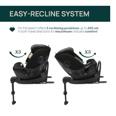 Cadeiras de automóvel para crianças com sistema EASY-RECLINE SYSTEM e base ajustável.