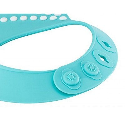 Colar ajustável em silicone azul claro com botões florais e redondos