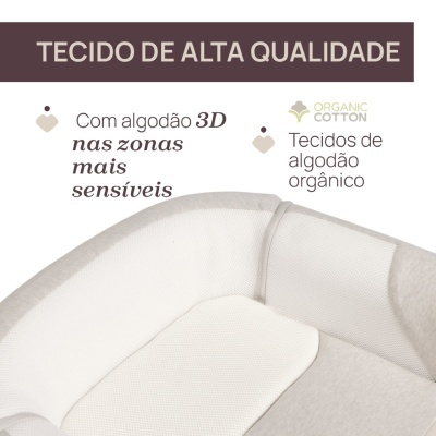 Tecido branco e bege com textura 3D e algodão orgânico para zonas sensíveis