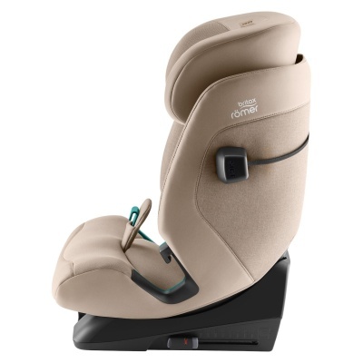 Cadeira auto britax römer bege com base preta e ajuste lateral