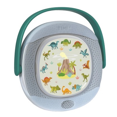 Brinquedo infantil com figuras de dinossauros e montanha