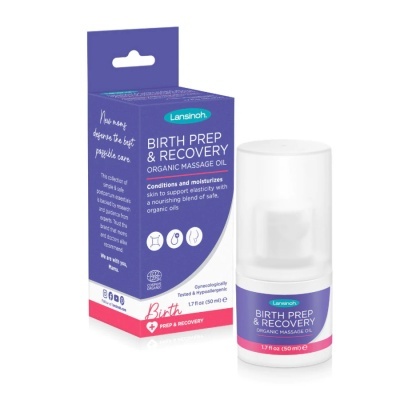 Frasco e embalagem de óleo orgânico Lansinoh Birth Prep & Recovery