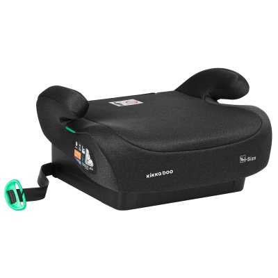 Assento elevatório para criança preto com etiqueta e alça verde