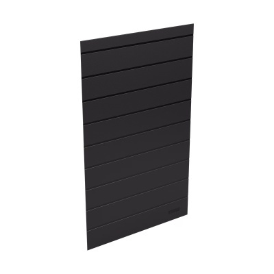 Painel preto liso com segmentos horizontais e etiqueta 'MADE'