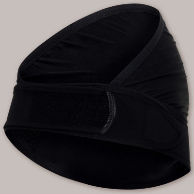 Faixa elástica preta com fecho de velcro para suporte abdominal ou lombar