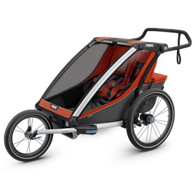 Carrinho desportivo para crianças THULE laranja e preto com três rodas