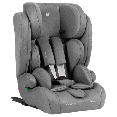 Cadeira auto infantil cinza acolchoada Kikkaboo com cintos de segurança e sistema ISOFIX