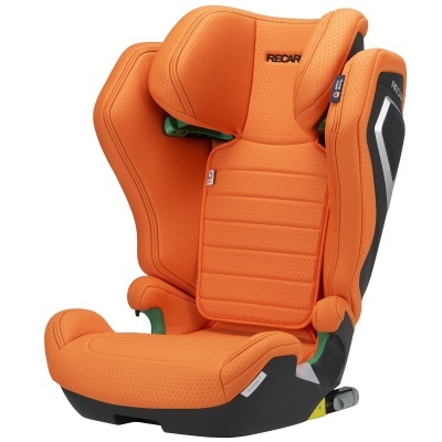 Assento auto infantil laranja com marca RECARO