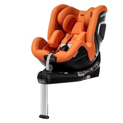 Cadeira auto infantil Recaro laranja com base preta e suporte branco