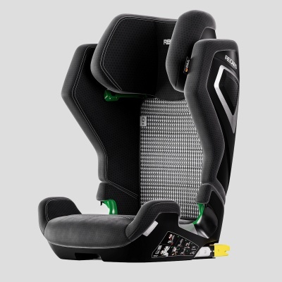 Cadeira auto para crianças RECARO preta com proteção lateral e sistema ISOFIX amarelo