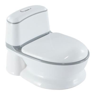 Vaso sanitário branco com detalhes cinza