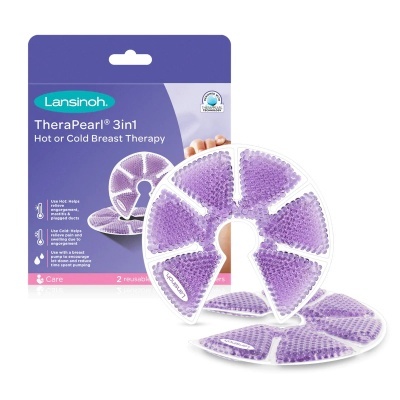 Discos flexíveis roxos Lansinoh TheraPearl 3in1 para terapia quente ou fria para seios