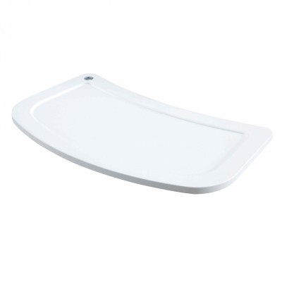 Bancada branca curvada para lavatório com orifício para torneira