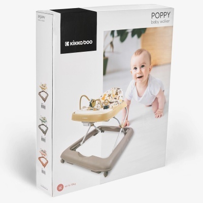 Caixa embalagem do baby walker Kikka Boo POPPY com imagem do produto e bebé