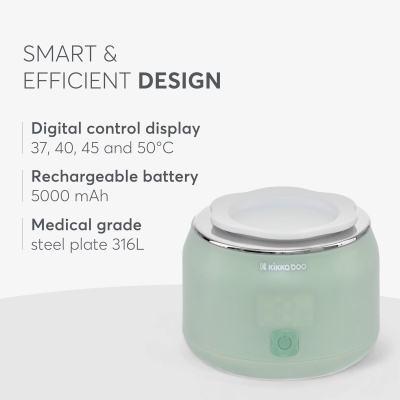 Dispositivo eletrônico verde com display digital e botão verde