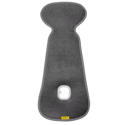 Tapete de cama de bebé cinzento escuro com orifício central e etiqueta amarela LIEWOOD