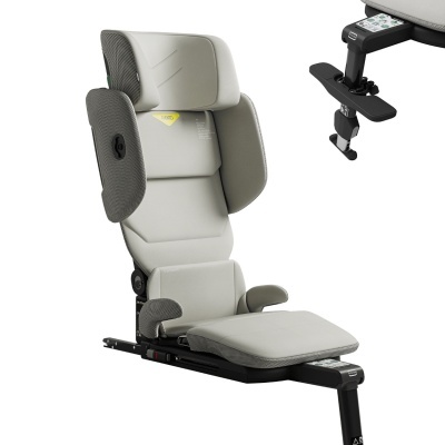 Cadeira automóvel infantil cinza com suporte ajustável preto