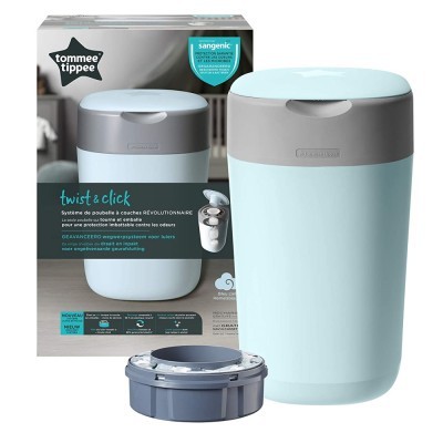 Recipiente para fraldas Tommee Tippee azul claro com tampa cinza