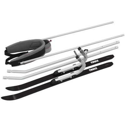 Conjunto de acessórios Thule para transporte com esquís pretos e barras brancas