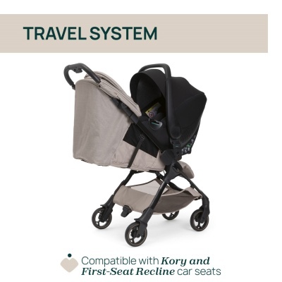 Carrinho de bebé Travel System bege e preto com assento de carro