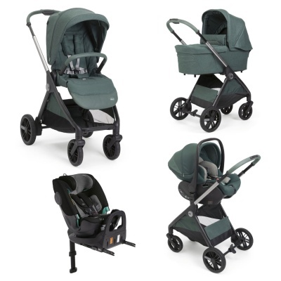 Conjunto de carrinhos e cadeiras de bebé verdes e pretos