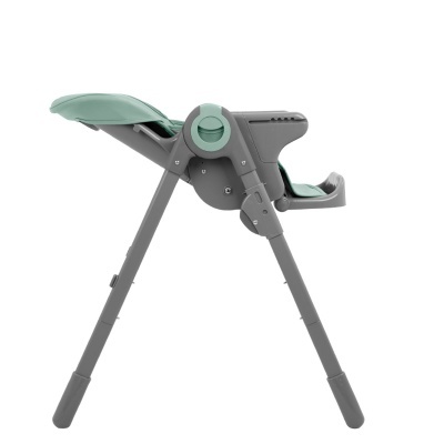 Cadeira alta para bebés verde menta e cinza sobre fundo branco