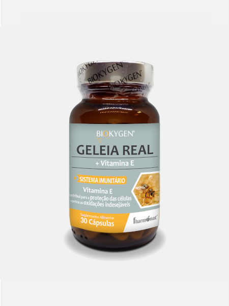 Geleia Real Fharmonat 30 cápsulas Frasco de suplemento alimentar 'Geleia Real + Vitamina E' da BIOKYGEN, 30 cápsulas