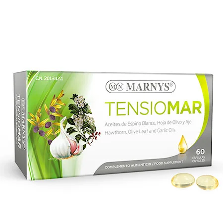 Tensiomar Marnys 60 Cápsulas Caixa de suplemento alimentar MARNYS TENSIOMAR com cápsulas amarelas