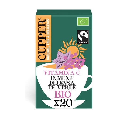 Inmune Defensa Cupper 20 Saquetas Caixa de chá verde bio com vitamina C da marca CUPPER com 20 saquetas