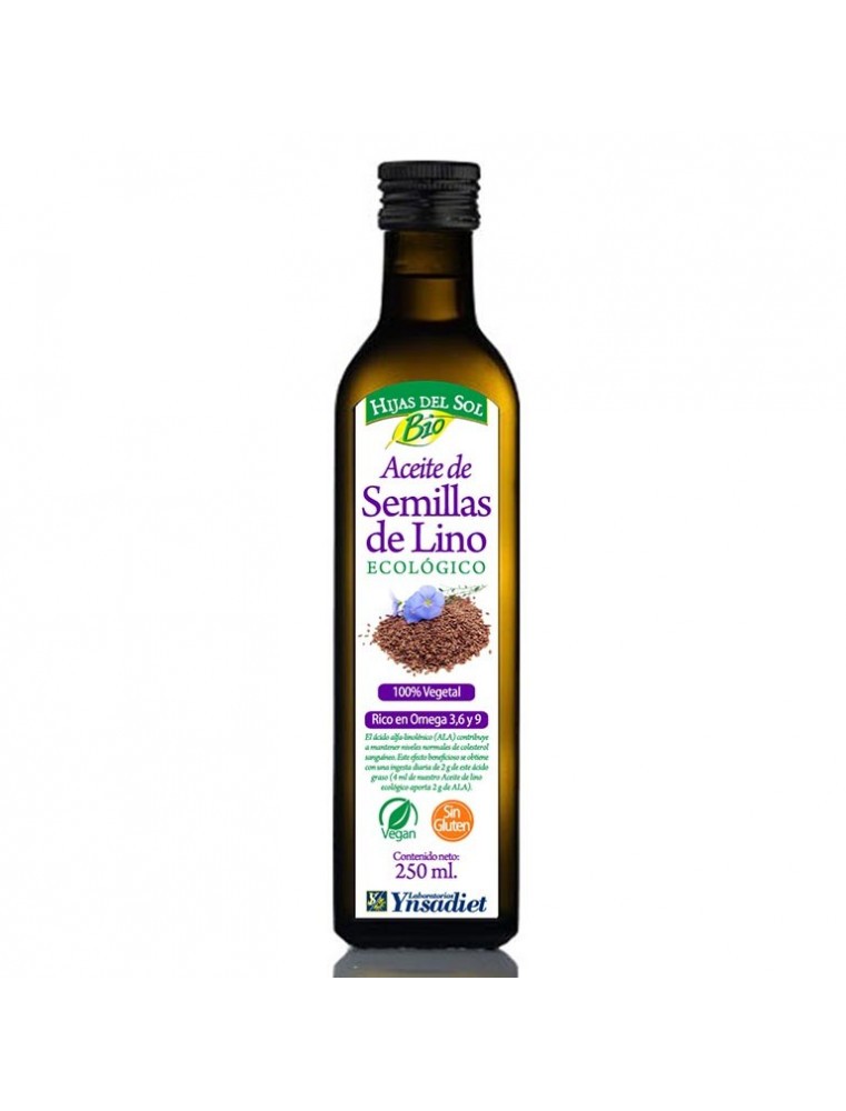 Óleo de Sementes de Linho Ynsadiet 250ml Garrafas de óleo de sementes de linho biológico em vidro castanho