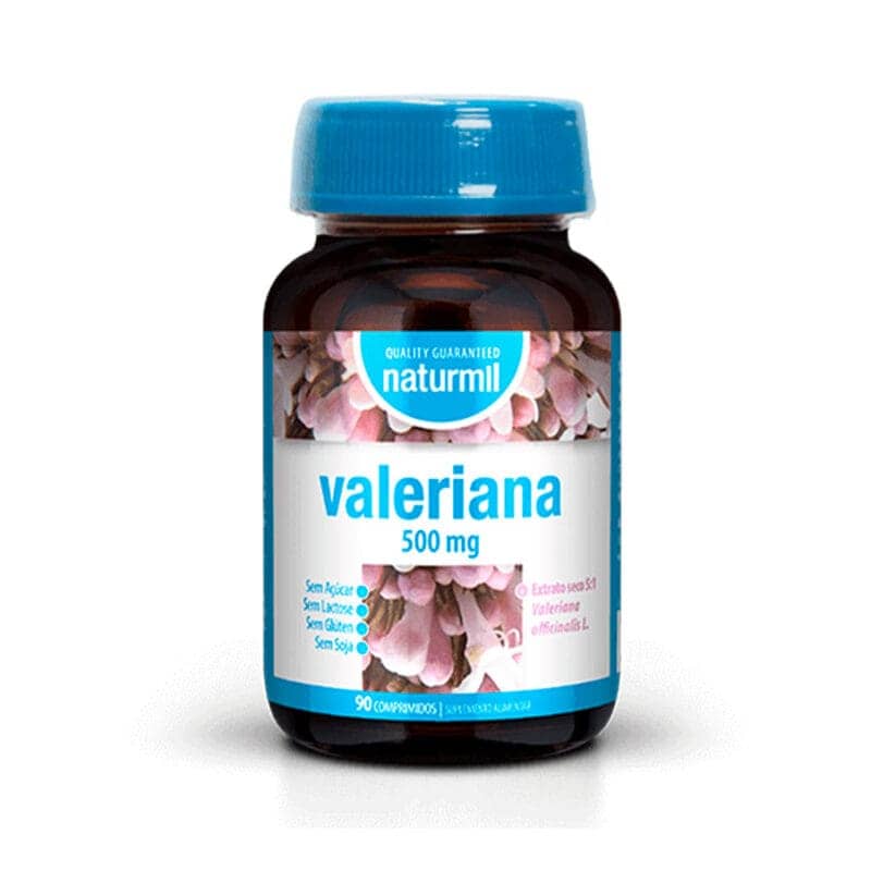 Valeriana 500mg Naturmil 90 Comprimidos Frasco de comprimidos Naturmil valeriana 500 mg com tampa azul