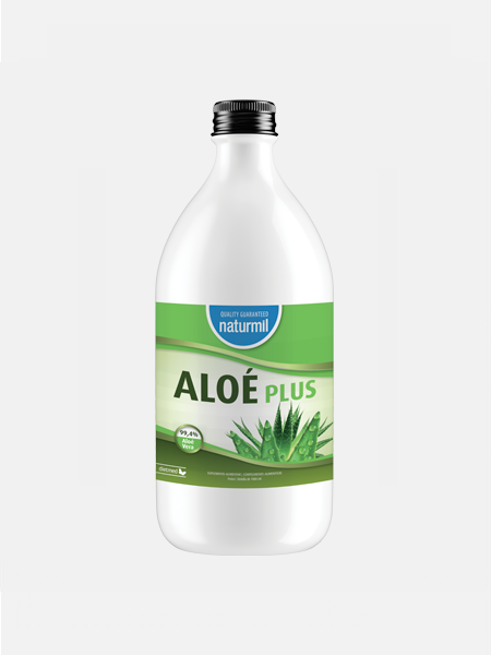 Aloe Plus Sumo Naturmil 1000ml Garrafão branco com tampa preta e etiqueta verde ALOÉ PLUS NATURMIL