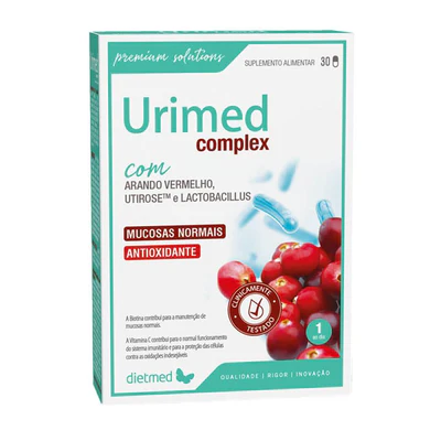 Urimed Complex Dietmed 30 cápsulas Caixa de suplemento alimentar Urimed complex com arando vermelho e Lactobacillus