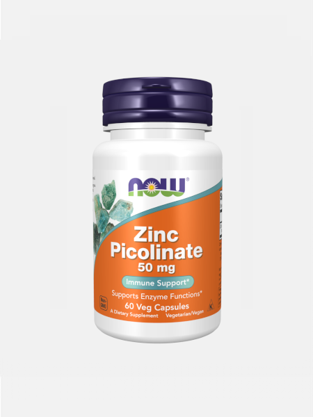 Zinc Picolinate 50mg Now 60 cápsulas Frasco de suplemento de Zinc Picolinate da Now