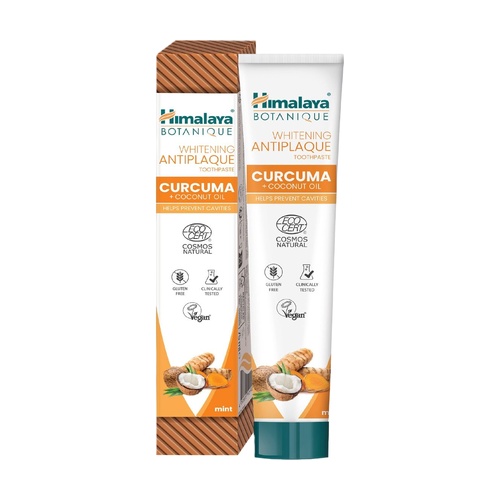 Pasta de Dentes Curcuma e Óleo Coco Himalaya 75ml Creme dental Himalaya Botanique Whitening Antiplaque com curcuma e óleo de coco