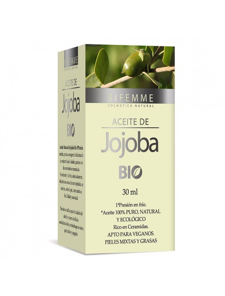 Óleo de Jojoba Bio Ynsadiet 30 ml Embalagem de óleo de jojoba 100% puro e natural da marca Bifemme
