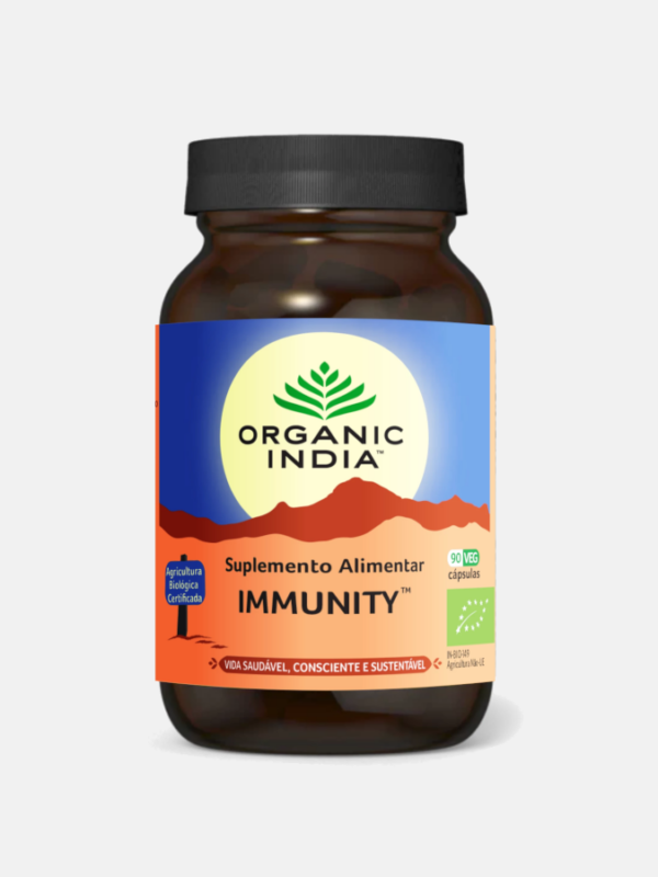 Immunity Organic India 90 cápsulas Frasco de suplemento alimentar Organic India Immunity