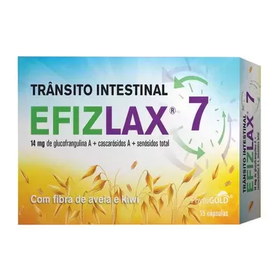 Embalagem do suplemento intestinal EFIZLAX 7 com ilustrações de grãos