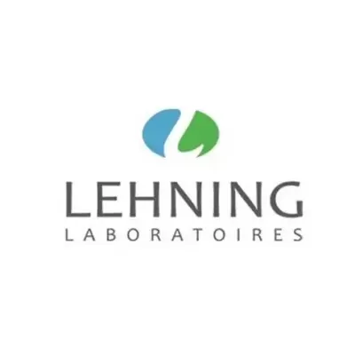 Logótipo LEHNING LABORATOIRES com símbolo azul e verde