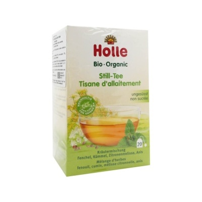 Embalagem de chá orgânico Holle Bio-Organic Still-Tee com ilustração de chá e ervas