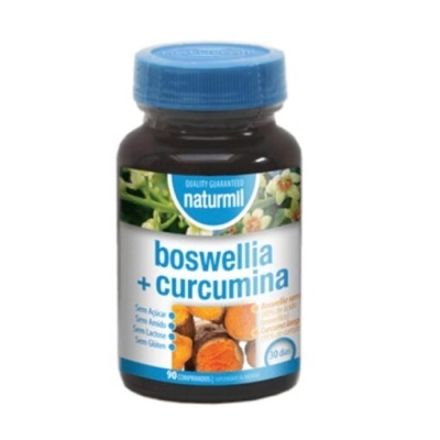 Frasco de suplemento Naturmil boswellia + curcumina