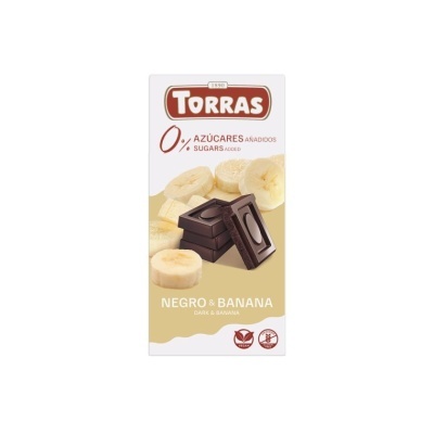 Embalagem de chocolate negro e banana Torras