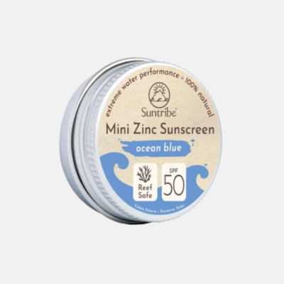 Mini protetor solar em lata metálica Suntribe Mini Zinc Sunscreen ocean blue SPF 50