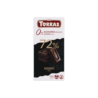 Embalagem de chocolate negro 72% Torras sem açúcares adicionados