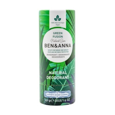 Desodorizante natural Ben & Anna embalagem verde com folhas