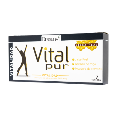 Embalagem do Vital Pur com texto e ilustração de pessoa