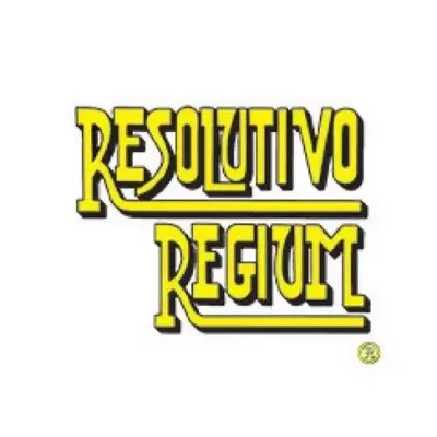 Logotipo amarelo e preto com texto RESOLUTIVO REGIUM