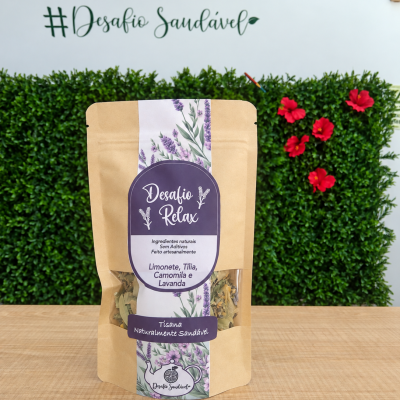 Pacote de tisana Desafio Relax com ingredientes naturais