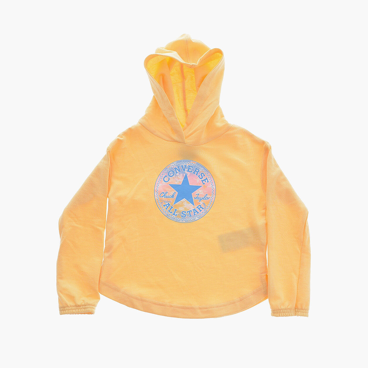 Sweatshirt amarela clara com capuz e logo CONVERSE ALL STAR azul